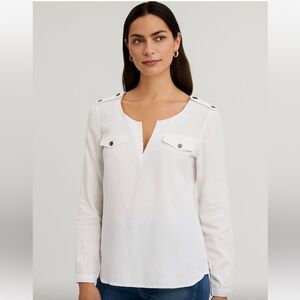 Tory Burch White Linen Shirt Sz S